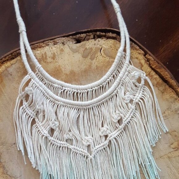 Bohemian Macrame Bib Necklace - Picture 2 of 2
